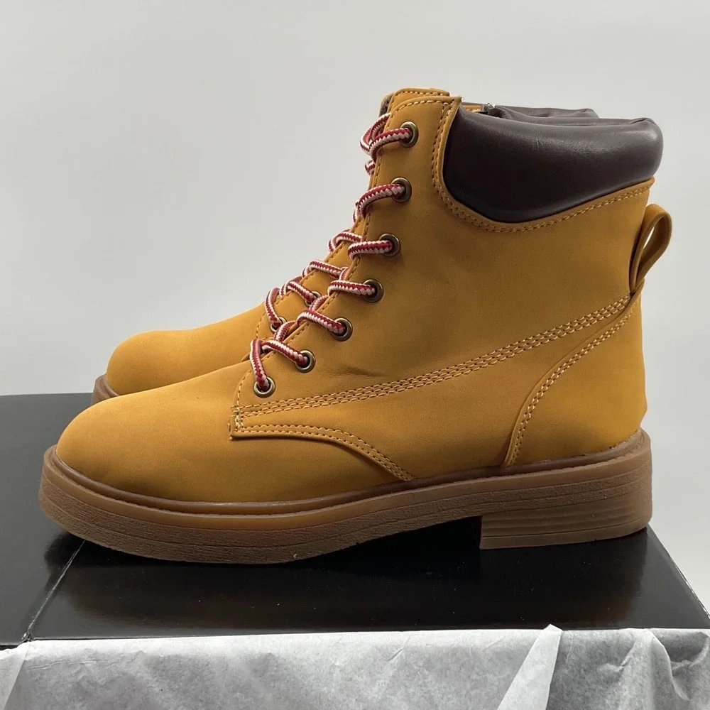 Steve Madden Jumble Kids Wheat Combat Boots Side Zip Size 4 SF2567-0325